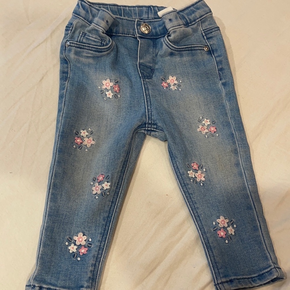 H&M floral embroidered denim